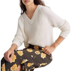 Madewell Arden V-Neck Crop Pullover Sweater Cream Size 2X
